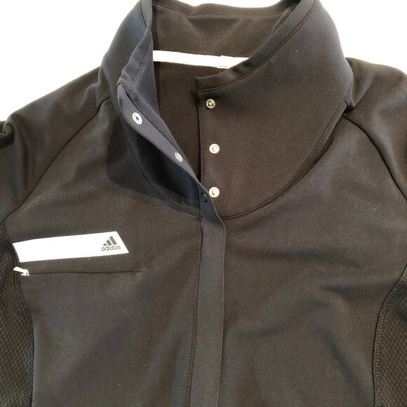 Adidas Golf Pure Motion Long Sleeve Zip-Up + Snap Closure Jacket in Black Sz M - Picture 3 of 15